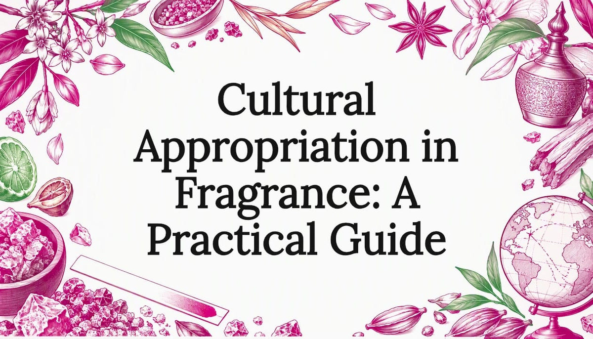 Sketch-framed title card about fragrance and culture