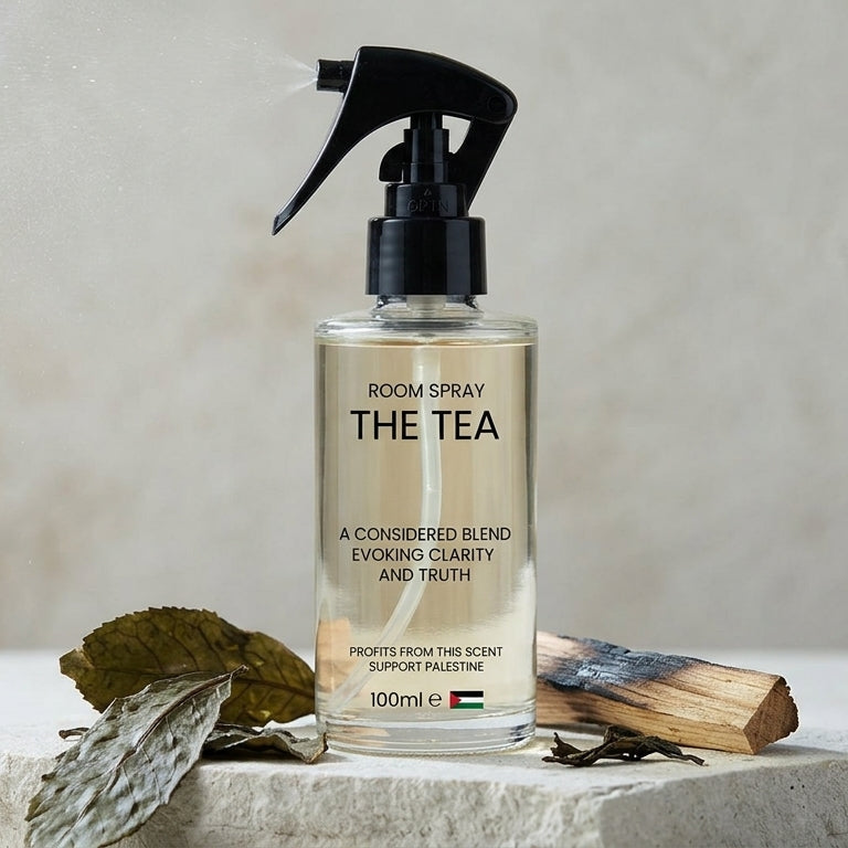 Glass bottle of Rook Perfumes Smoky Lapsang Souchong home fragrance spray, 100ml, with a sleek label and elegant design.