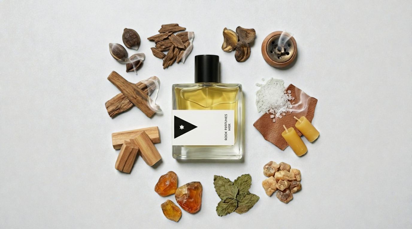 Rook Perfumes Misk Eau de Parfum 50ml bottle featuring a sleek design with notes of patchouli and musk.