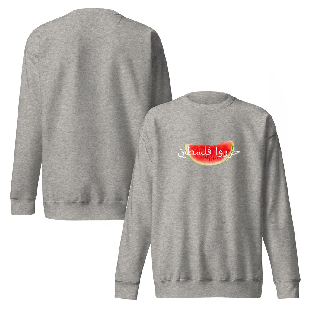 Unisex premium watermelon sweatshirt by Rook Perfumes featuring a black fabric with subtle branding details.