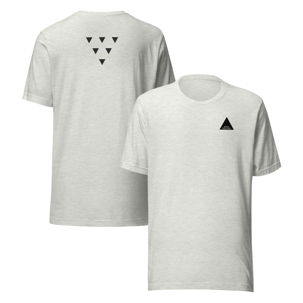 Unisex dark grey T-shirt with Thurible Rook Perfumes logo and fragrance design, casual fit, stylish and comfortable.