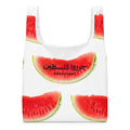 Free Palestine watermelon shopping bag by Rook Perfumes London, featuring vibrant watermelon design and sturdy handles.