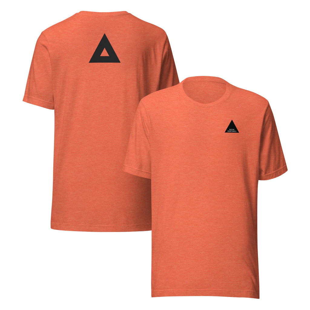 Unisex Amber T-shirt by Rook Perfumes featuring a Heather Clay design and branding for a stylish casual look.