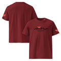 Unisex burgundy T-shirt featuring a watermelon-themed design and "Free Palestine" message, by Rook Perfumes.